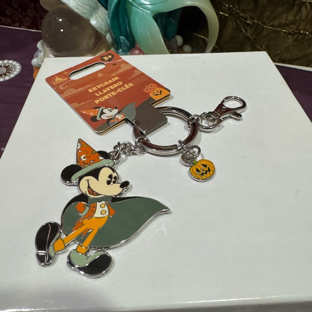 Disney Halloween Mickey Mouse Keychain or charm in Orange and Green